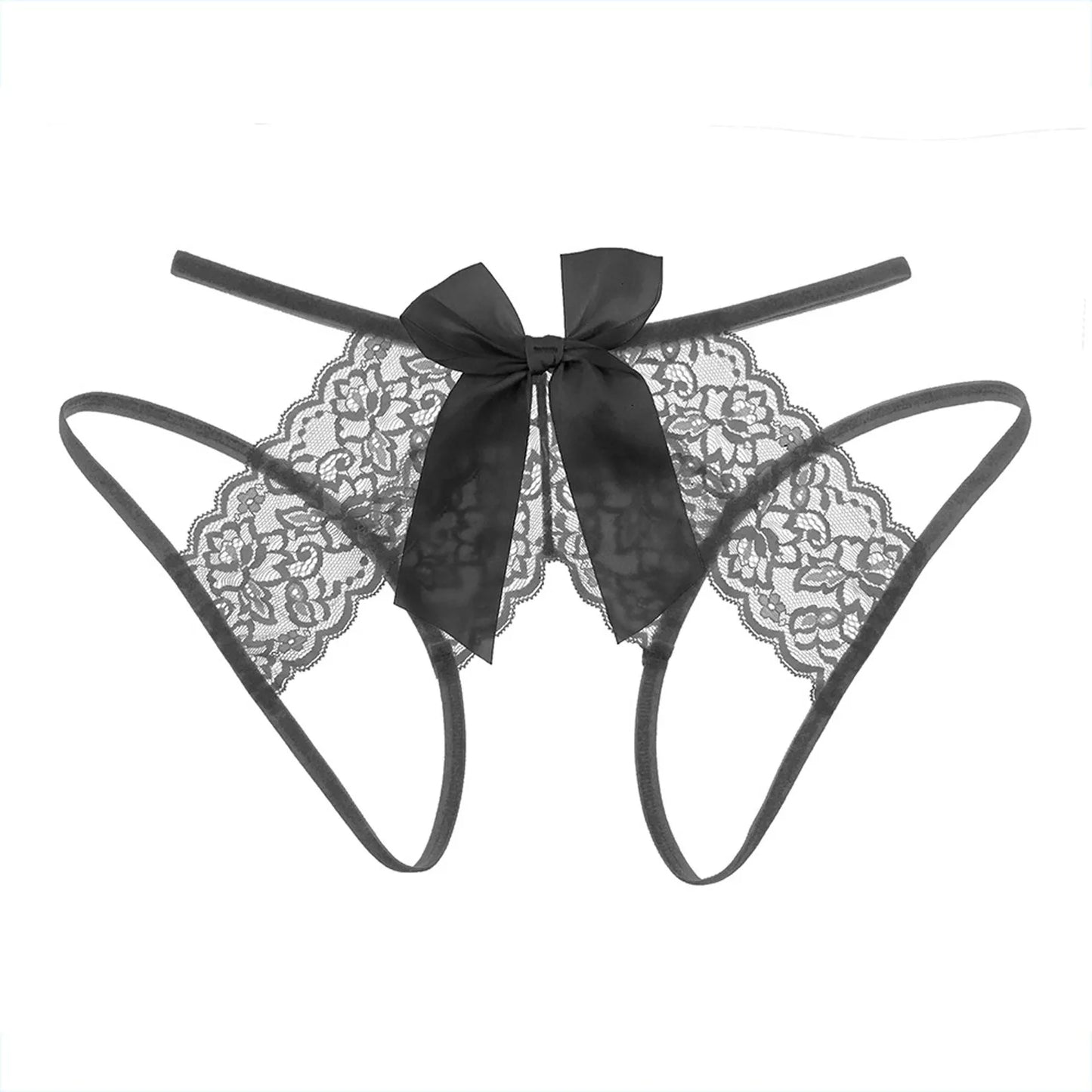 Panties For Women Pack Sexy Sexy Transparent Seamless Lace Slit Panties Low Waist Bow Panties crotchless panties for women sexy