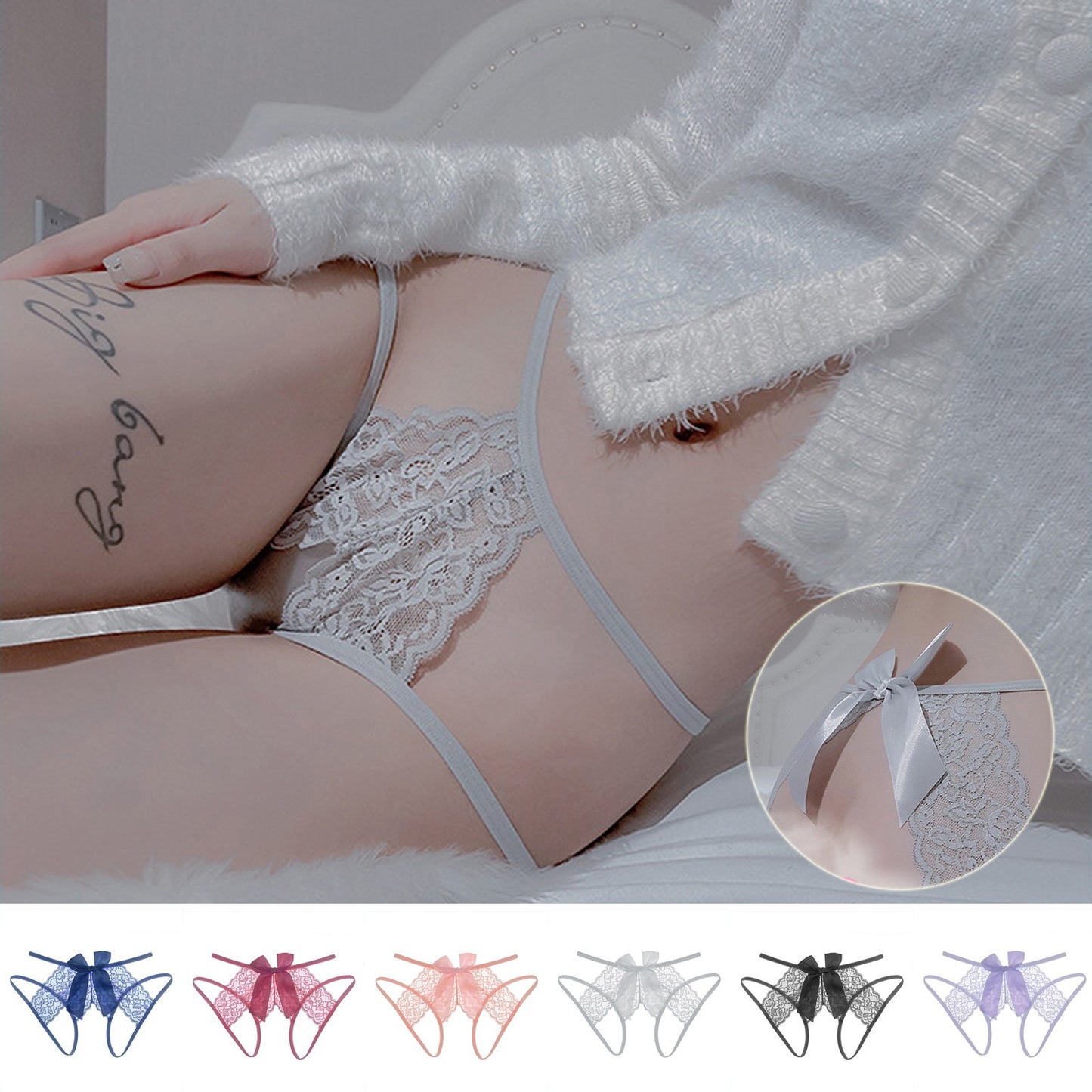 Panties For Women Pack Sexy Sexy Transparent Seamless Lace Slit Panties Low Waist Bow Panties crotchless panties for women sexy