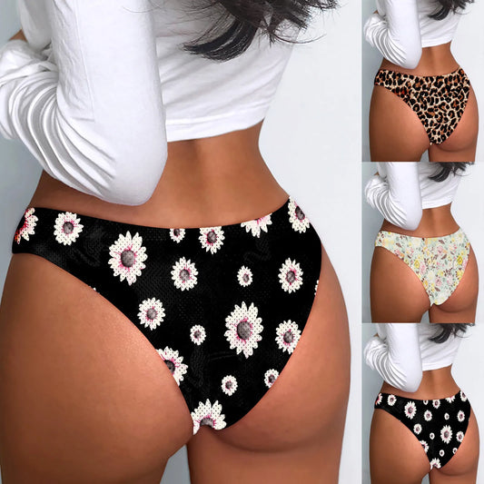 Sexy Lingerie Lingeries Woman Sexy Print Lingerie Temptation Low-Waist Panties Briefs Leopard Print Breathable Mesh Briefs