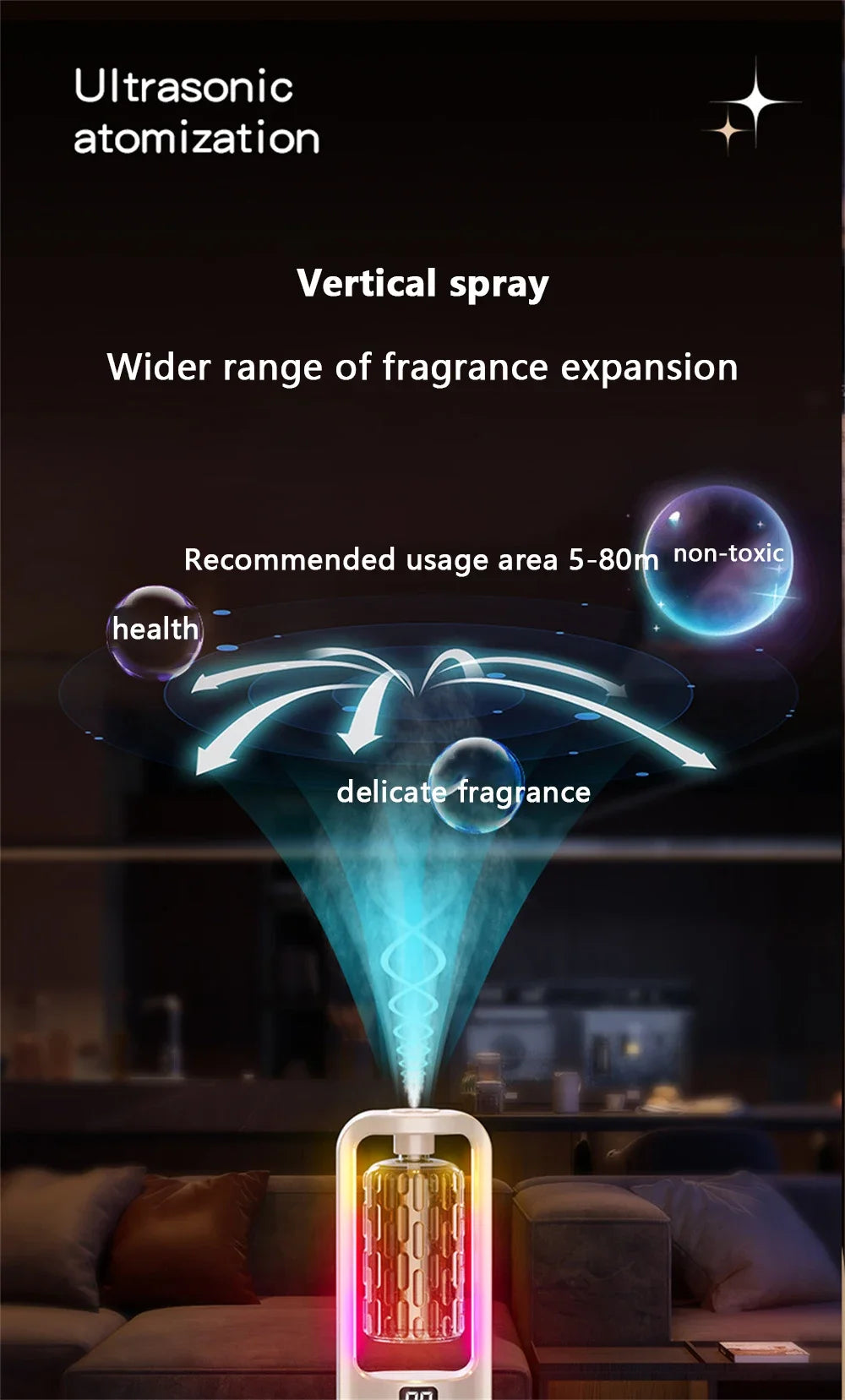 Aroma Diffuser Humidifier Fragrance Essential Oil Aromatherapy Machine Air Freshener Hotel Bedroom Toilet Bathroom Deodorization