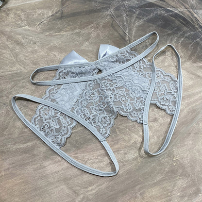 Panties For Women Pack Sexy Sexy Transparent Seamless Lace Slit Panties Low Waist Bow Panties crotchless panties for women sexy