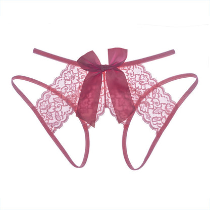 Panties For Women Pack Sexy Sexy Transparent Seamless Lace Slit Panties Low Waist Bow Panties crotchless panties for women sexy